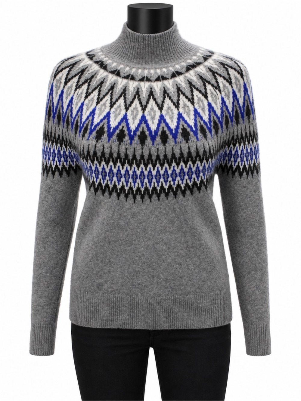 Vineyard Vines Cashmere Fair Isle Nordic Cabin Core Après Ski Sweater L Gray